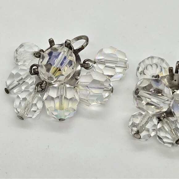 Vintage AB Crystal Cha Cha Clip-on Earrings Silver tone - Picture 5 of 6
